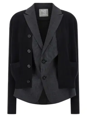 Double layer cardigan SACAI Black