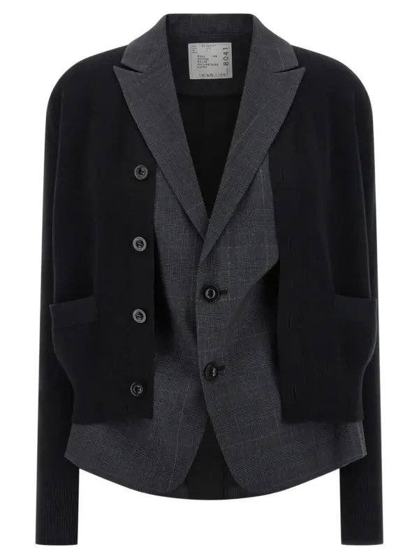 Double layer cardigan SACAI Black
