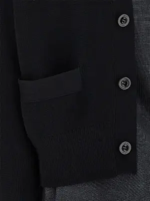 Double layer cardigan 100% wool SACAI Black