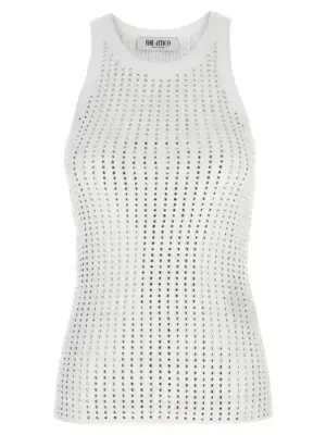 Rhinestone top THE ATTICO White