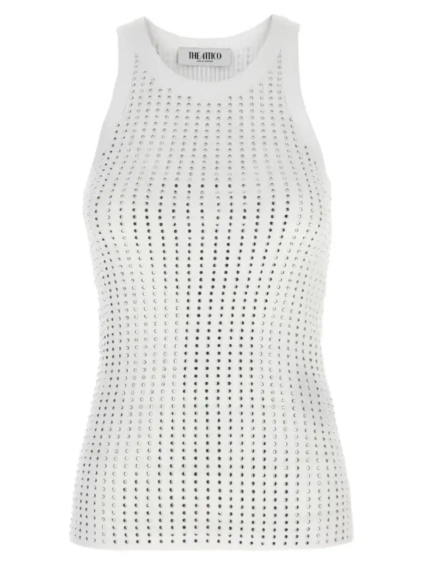 Rhinestone top THE ATTICO White