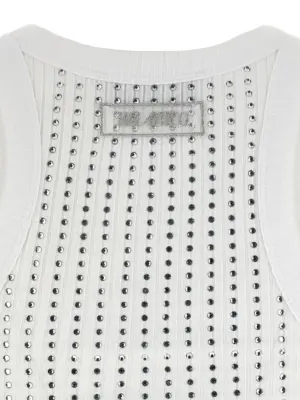 Rhinestone top 100% cotton THE ATTICO White