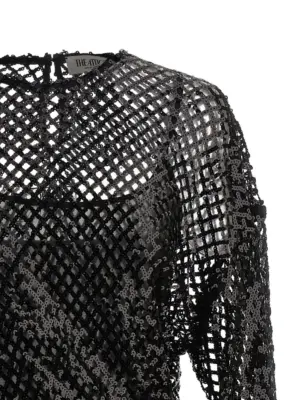 Sequin mesh dress Woman THE ATTICO Black