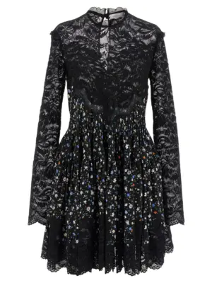 Floral lace dress PACO RABANNE Black