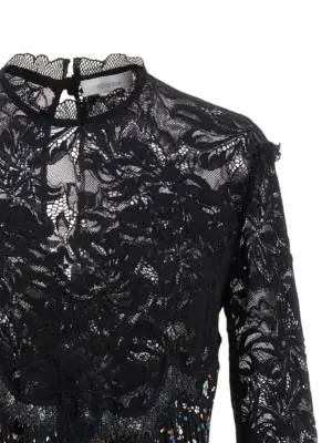 Floral lace dress Woman PACO RABANNE Black