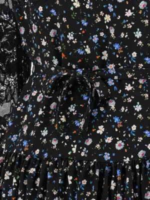 Floral lace dress 90% VIRGIN WOOL 10% cashmere PACO RABANNE Black