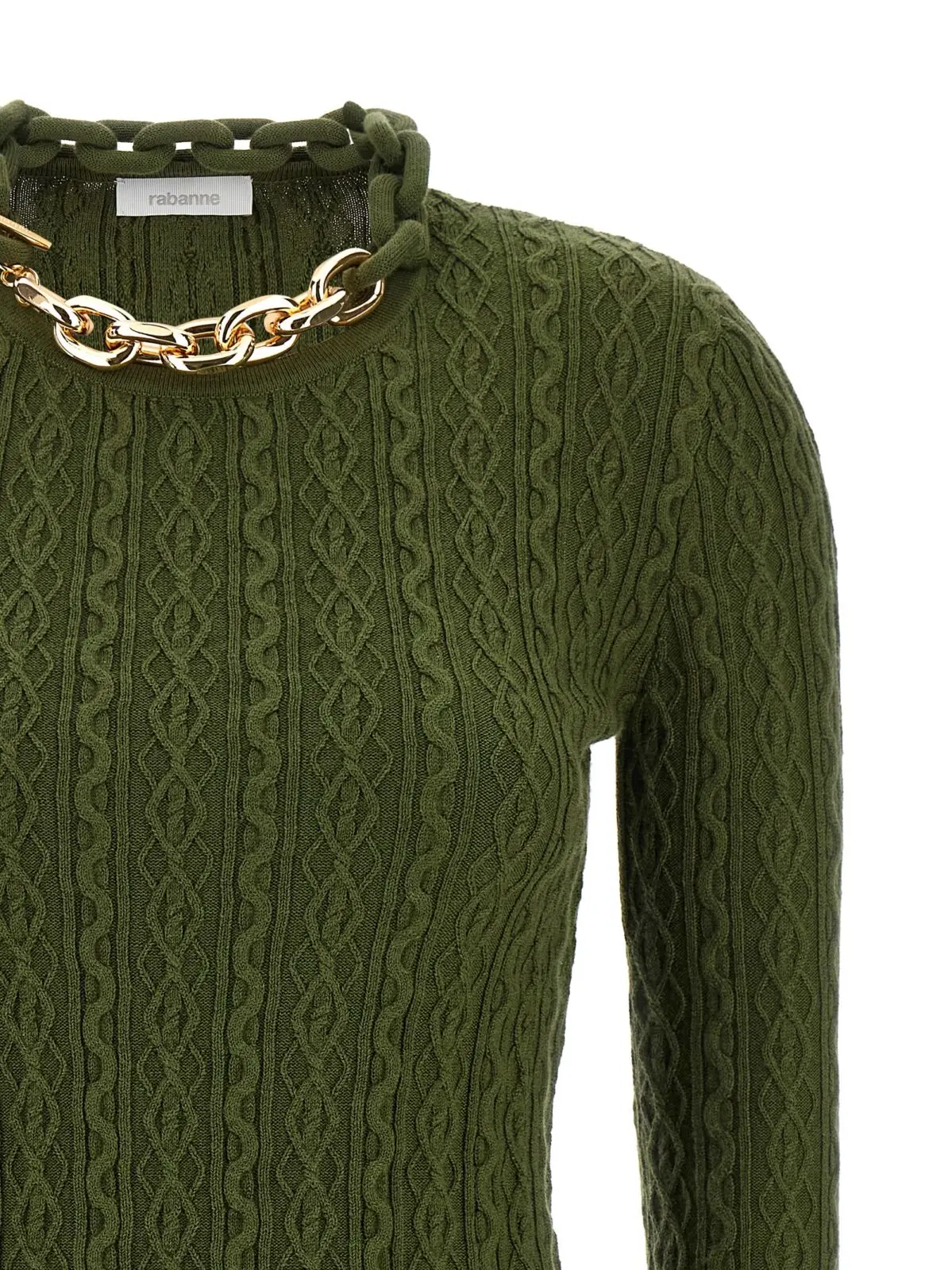 Светр Paco Rabanne Necklace Зелений 3 Necklace sweater Woman PACO RABANNE Green