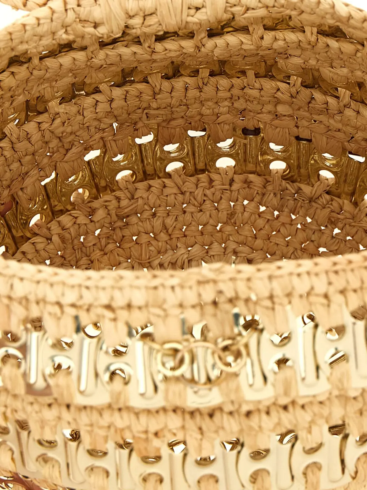 Міні-сумка Paco Rabanne 1969 Ball Бежева 4 '1969 Ball' handbag 60% raffia 30% calfleather 10% brass PACO RABANNE Beige