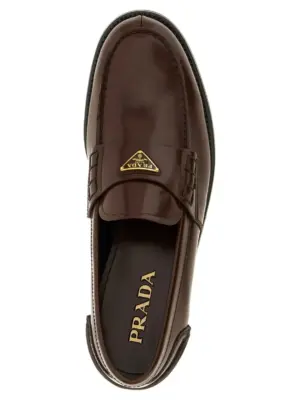 Logo loafers 100% calfskin leather (Bos Taurus) PRADA Brown