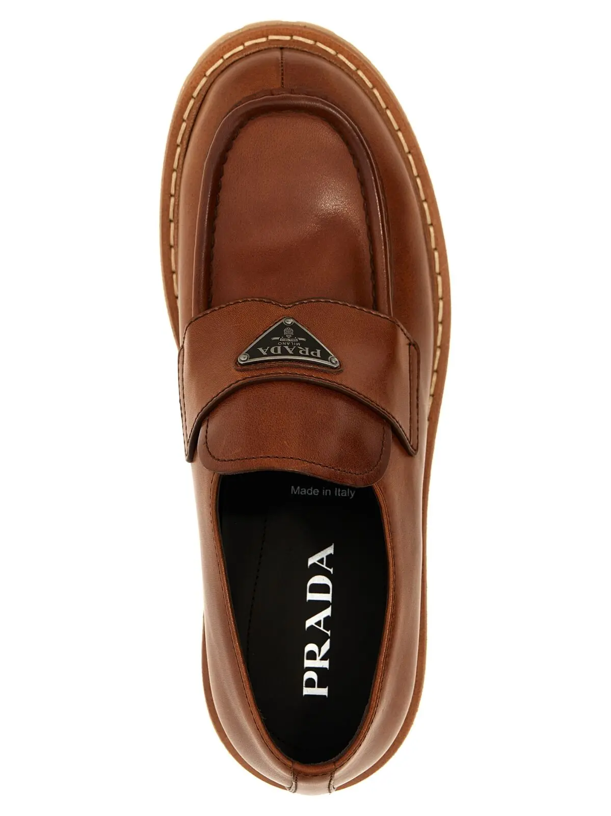 Лофери Prada Double Chocolate Коричневі 4 'Double Chocolate' loafers 100% calfskin leather (Bos Taurus) PRADA Brown