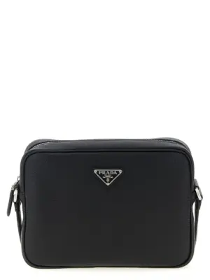 Leather shoulder strap PRADA Black