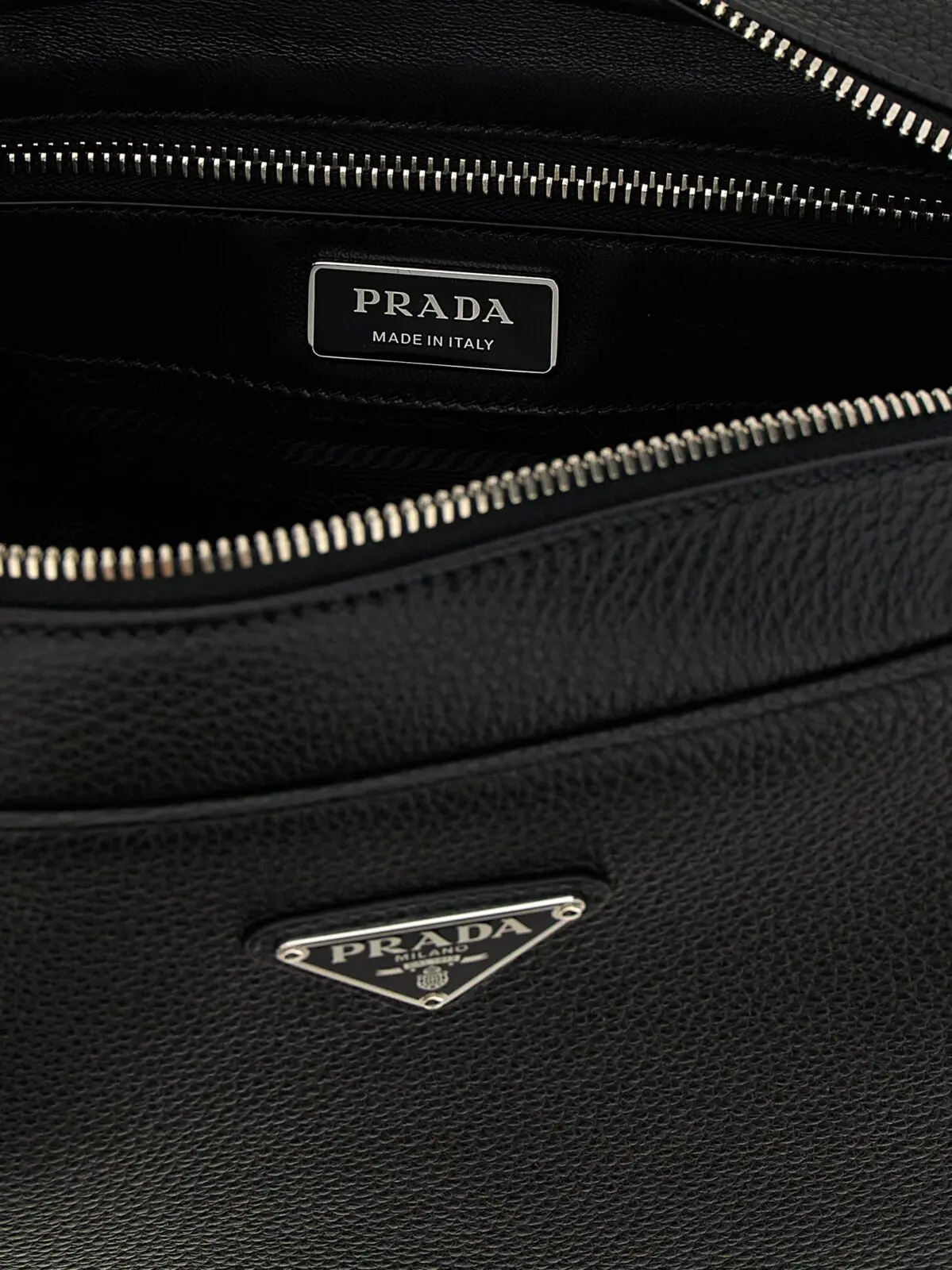 Плечовий ремінь Prada Leather Чорний 4 Leather shoulder strap 100% calfskin leather (Bos Taurus) PRADA Black