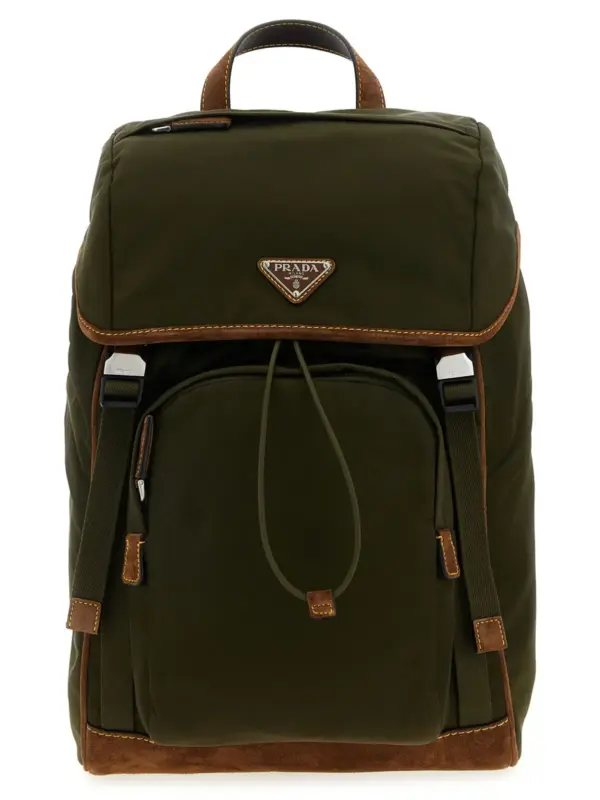 Re-Nylon and suede backpack PRADA Brown