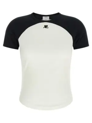 'Circle Contrast' T-shirt COURREGES White/Black
