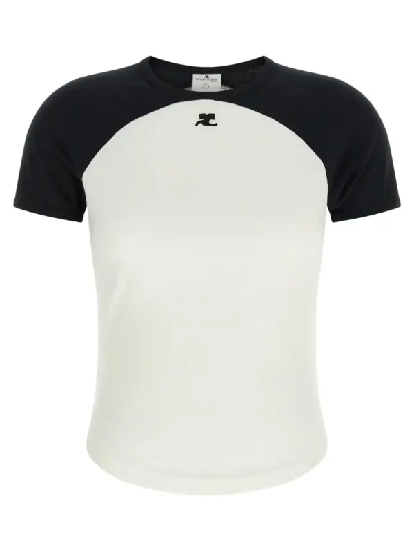 'Circle Contrast' T-shirt COURREGES White/Black