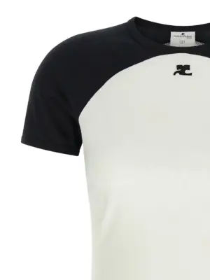 'Circle Contrast' T-shirt Woman COURREGES White/Black