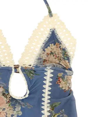 'Cascadian Keyhole Crochet' one-piece swimsuit Woman ZIMMERMANN Light Blue