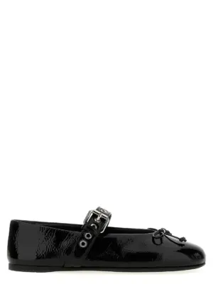 Buckle and bow ballet flats MIU MIU Black