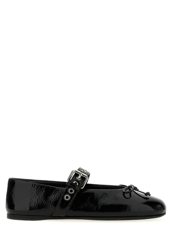 Buckle and bow ballet flats MIU MIU Black