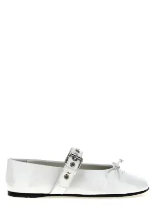 Buckle and bow ballet flats MIU MIU White