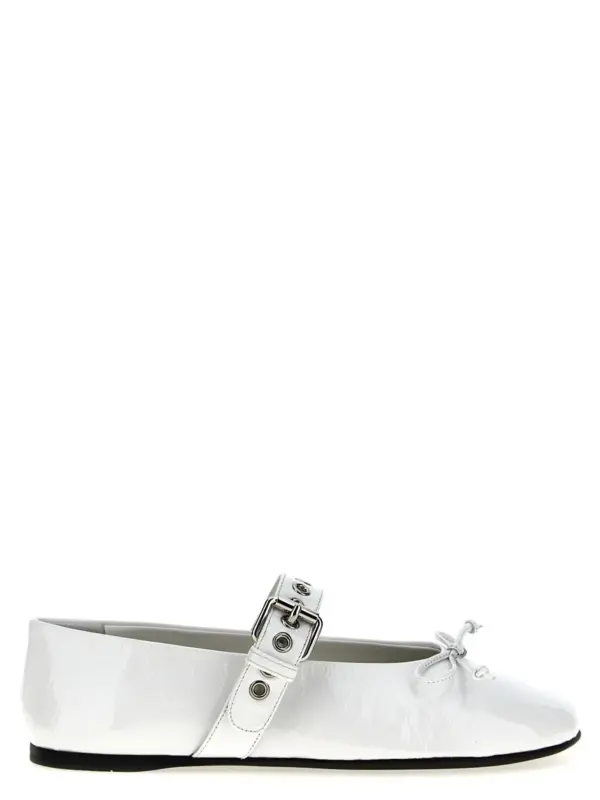 Buckle and bow ballet flats MIU MIU White