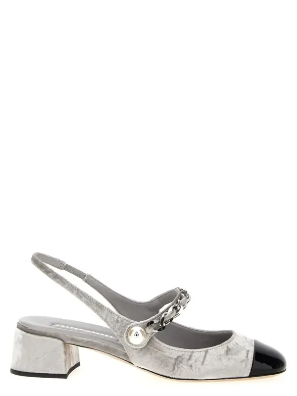 Velvet slingback MIU MIU Silver