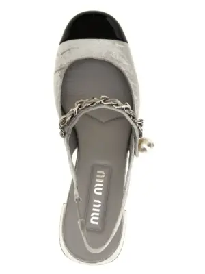 Velvet slingback 100% calfskin leather (Bos Taurus) MIU MIU Silver
