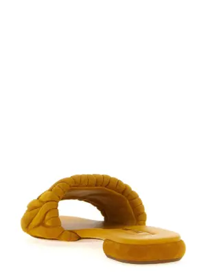 Matelassé suede slides Woman MIU MIU Brown