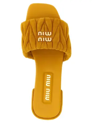 Matelassé suede slides 100% lamb leather (Ovis aries) MIU MIU Brown