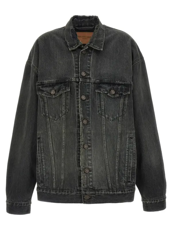 Denim jacket with used effect BALENCIAGA Gray
