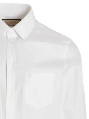 Embroidered logo shirt Man GUCCI White