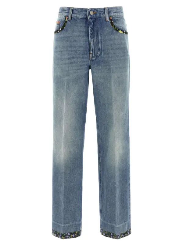 Valentino Garavani floral jeans VALENTINO GARAVANI Blue