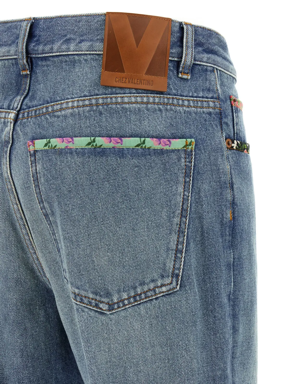 Джинси Valentino Garavani floral Сині 4 Valentino Garavani floral jeans 100% cotton VALENTINO GARAVANI Blue