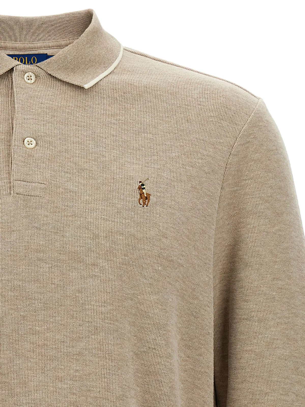 Поло Polo Ralph Lauren з бавовни фліс Бежеве 3 Fleece cotton polo shirt Man POLO RALPH LAUREN Beige