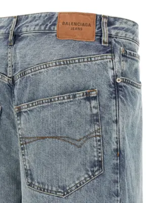 Wide leg jeans 100% cotton BALENCIAGA Light Blue