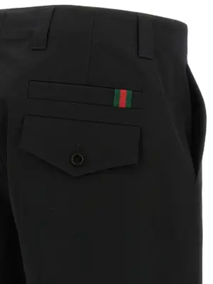 Nastro Web twill pants 100% cotton GUCCI Black