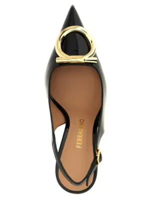 'Sara' slingback 100% calfskin leather (Bos Taurus) FERRAGAMO Black