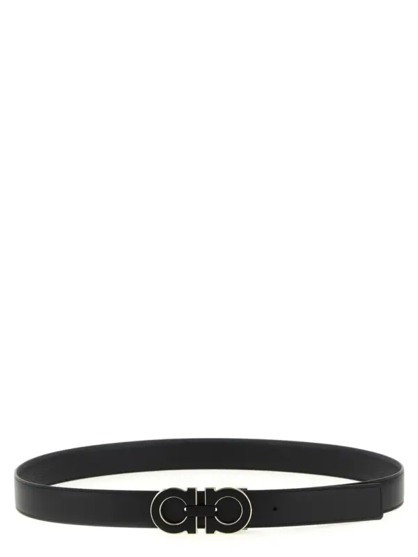 'Gancini' reversible belt FERRAGAMO Black