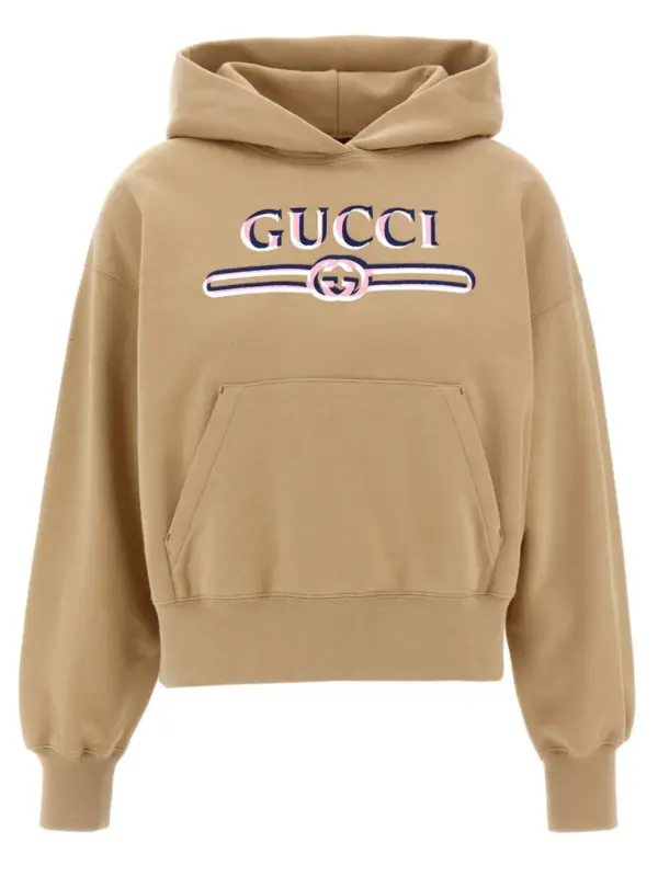 Logo hoodie GUCCI Beige