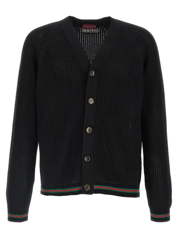 Web ribbon cardigan GUCCI Black
