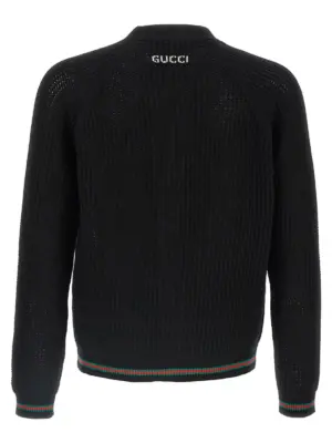 Web ribbon cardigan 788009XKD151060 GUCCI Black