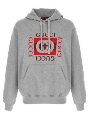 'Gucci Incrocio GG' print hoodie GUCCI Gray