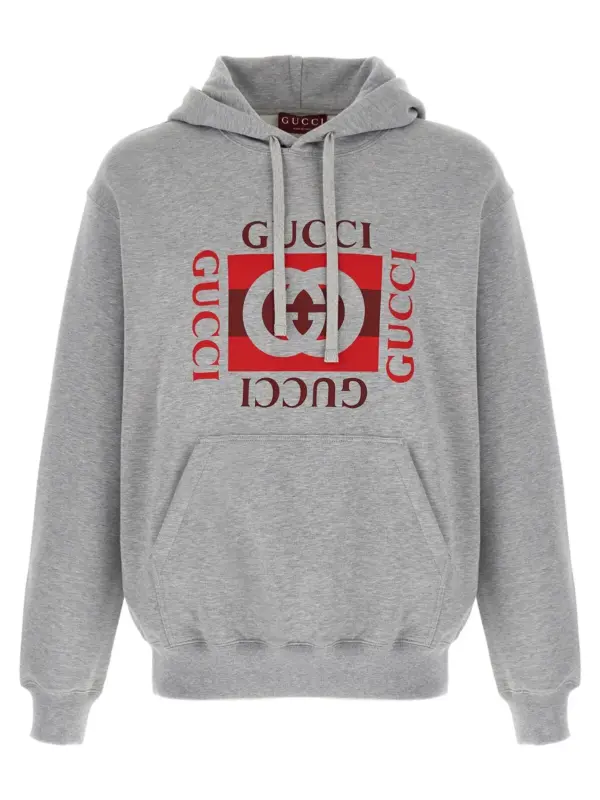 'Gucci Incrocio GG' print hoodie GUCCI Gray