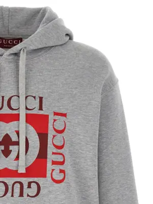 'Gucci Incrocio GG' print hoodie Man GUCCI Gray