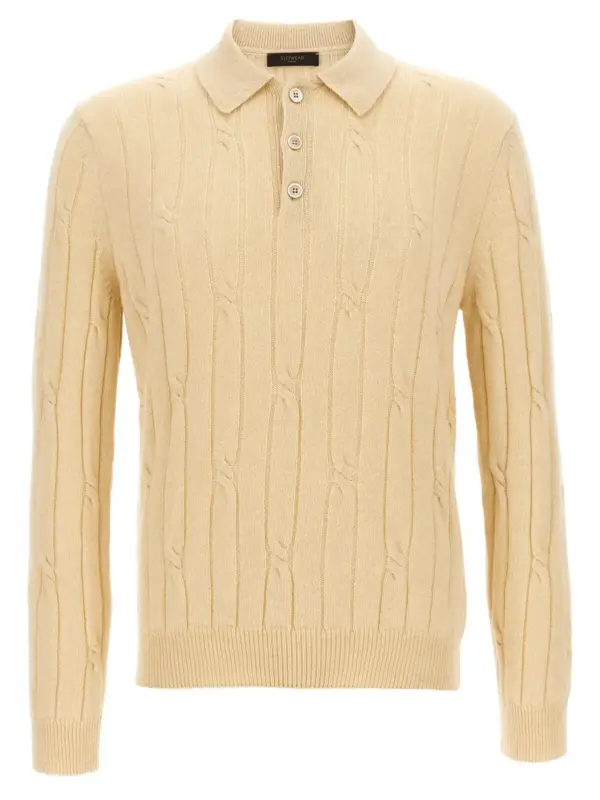 Braided wool polo shirt ZANONE Beige
