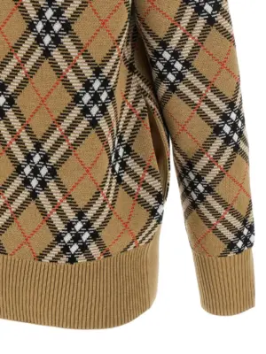 Cardigan Burberry Check 95% wool 5% polyester BURBERRY Beige