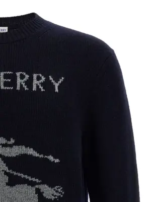Logo intarsia sweater Man BURBERRY Blue