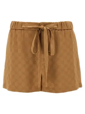 Satin shorts GG GUCCI Brown