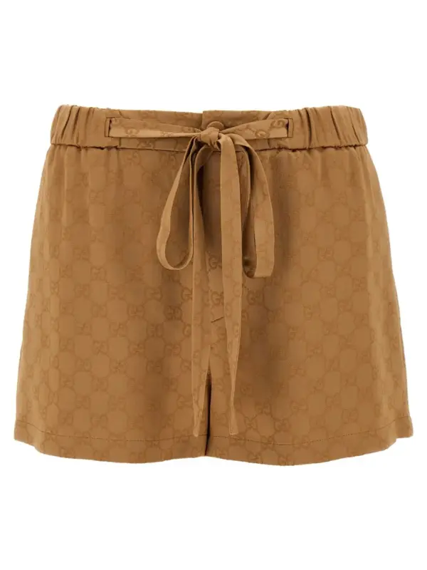 Satin shorts GG GUCCI Brown