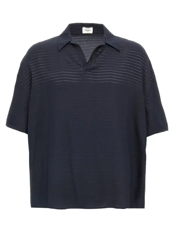 Silk polo shirt SAINT LAURENT Blue